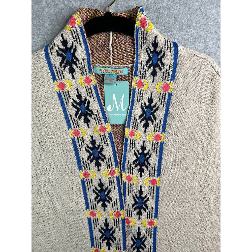 Flying Tomato Open Front Geometric Tribal Cardigan Sweater M/L - Picture 4 of 9